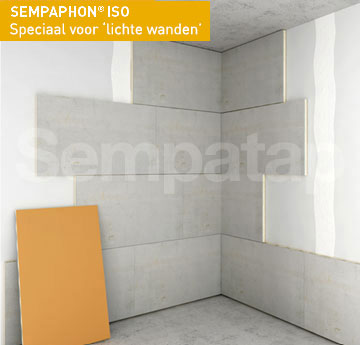 Het product voor geluidsisolatie en warmte-isolatie SempaPhon ISO is perfect voor plaatsing op een lichte wand.